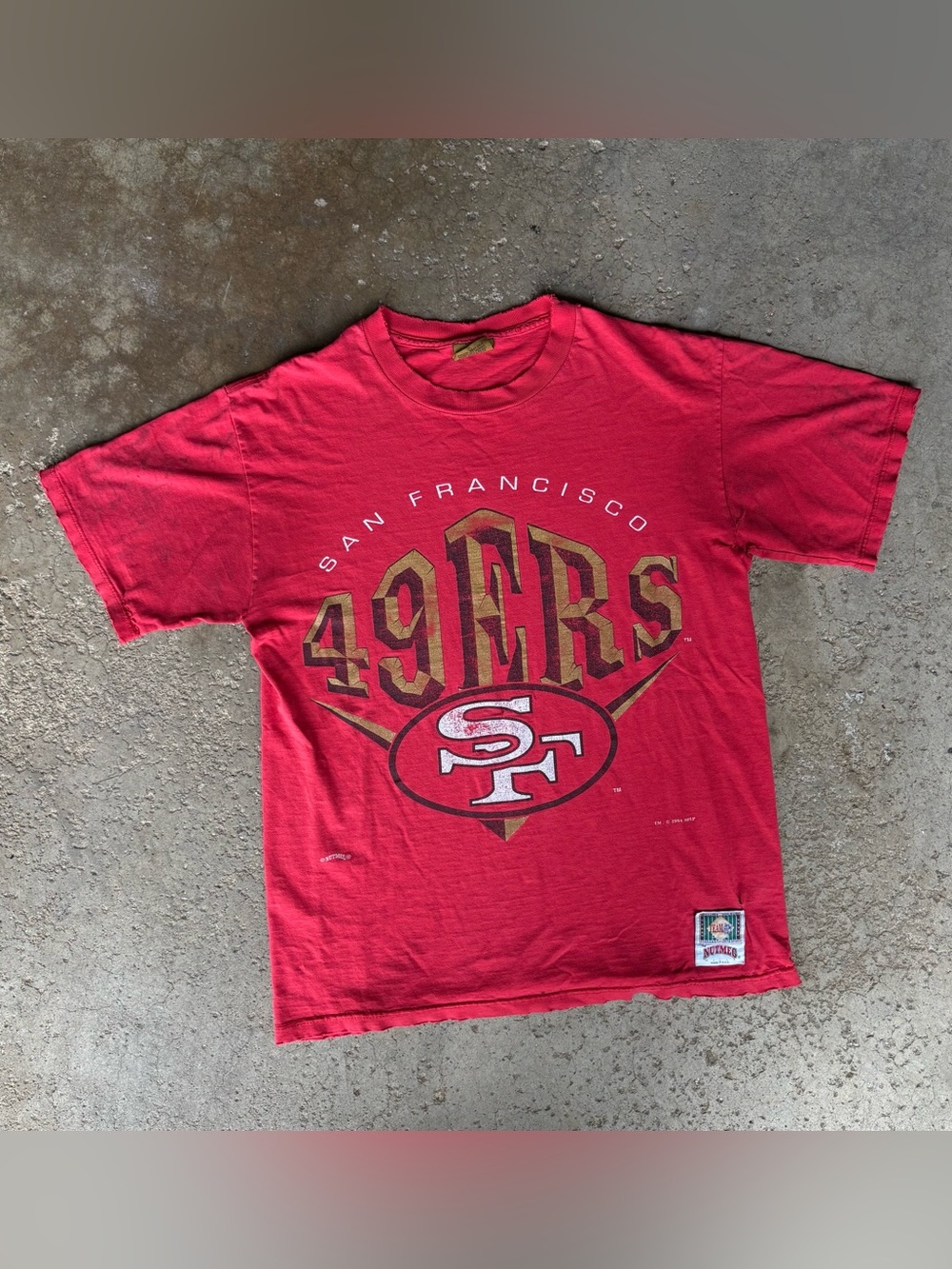 Vintage Nutmeg Mills San Francisco 49ers T Shirt Size M 1994 USA Made Big Logo